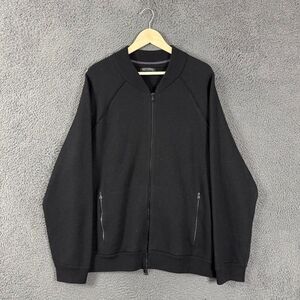 Banana Republic Bomber Jacket Mens XL Black Boiled Wool Full ZIp Pockets